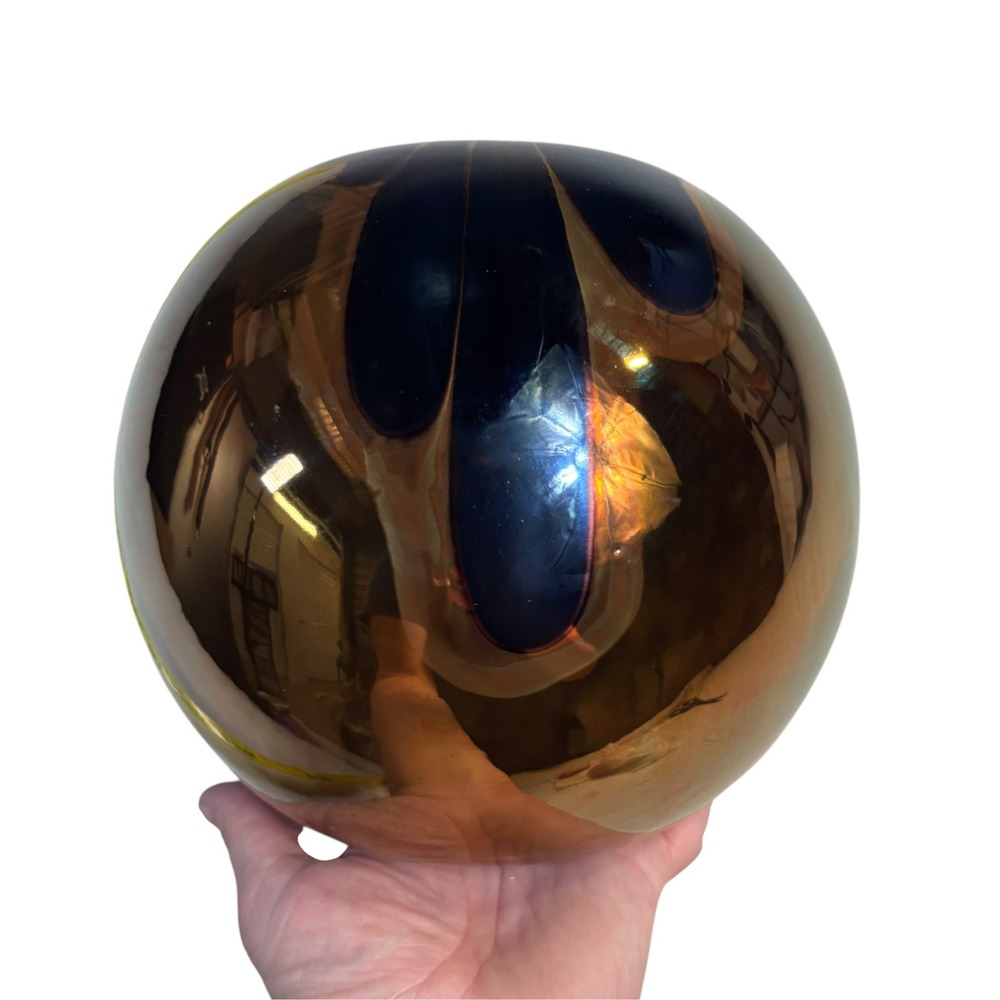 Nielsen Extraordinary Ceramics PIridescent Metallic Sphere Vase Signed 2000 7in